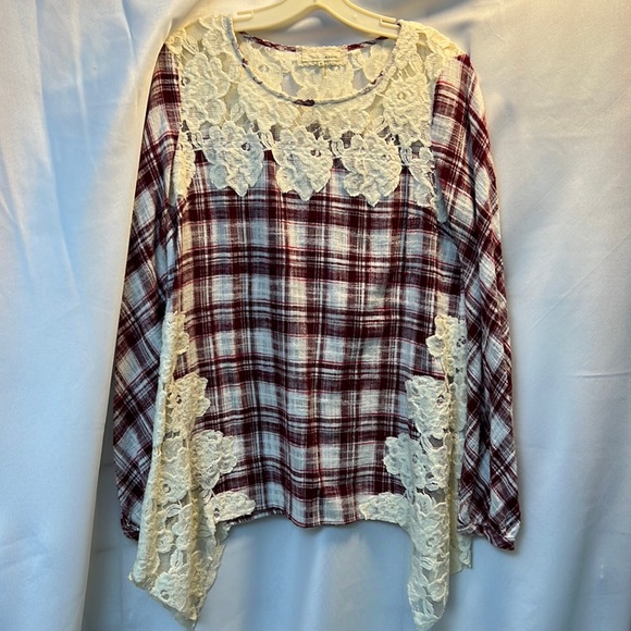 Plaid and Lace top - Picture 1 of 8